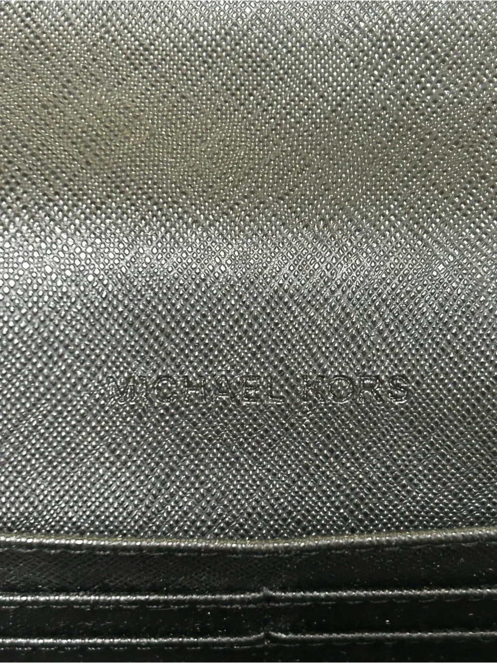 Michael Kors Black Snake-Embossed Wallet with Gold MK Emblem Approx. 6 x 4